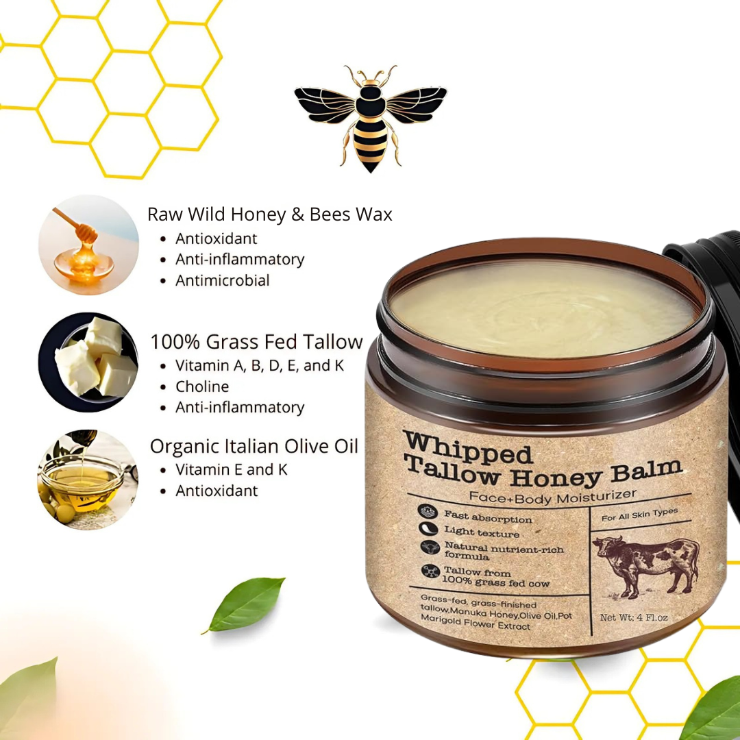 Whipped Beef Tallow & Raw Honey Skin/Face Balm
