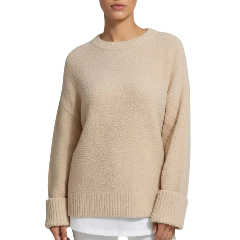 Edna Women's Relaxed-Fit Knit Pullover Sweater with Wide Ribbed Cuffs